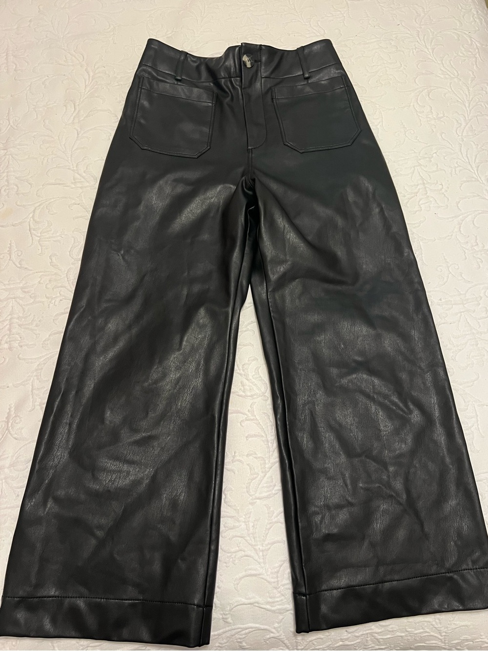 Anthropologie Maeve The Colette Black Faux Leather Pants size 29